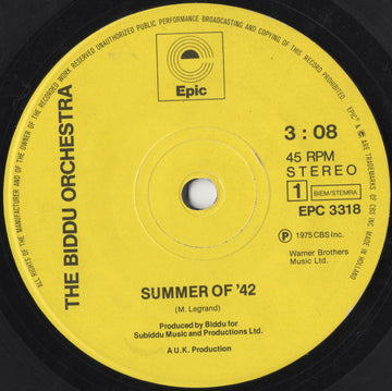 Biddu Orchestra : Summer Of '42 (7", Single)