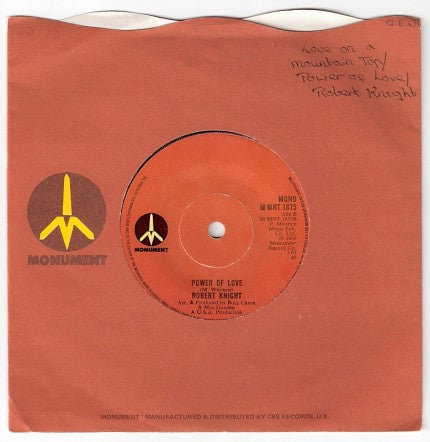 Robert Knight : Love On A Mountain Top (7", Single, Mono, RE)