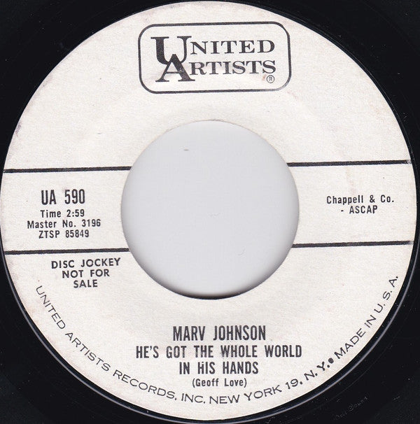 Marv Johnson : Another Tear Falls / He's Got The Whole World In His Hands (7", Promo)